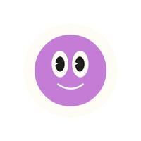 Brutalist smile element sticker. Modern face shape with a playful expression. Abstract circle element in purple color, flat design style, ideal for trendy graphics and fun projects. vector