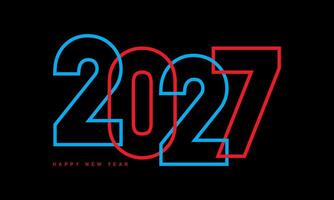 2027 new year template design with red and blue line style on black background vector