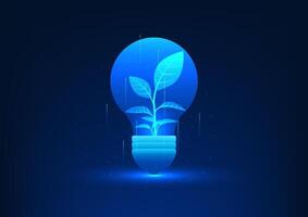 Technology that represents investment, the light bulb with the growing tree represents new ideas that grow into financial results and future wealth through the power of innovation and smart investment vector