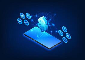 Smartphones with the Dollar symbol represent financial technology FinTech, that makes transactions, investments and money management easy and secure via mobile devices. vector