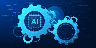 Agentic AI, a microchip and human brain connected to a gear, represents the collaboration between Agentic AI technology and humans, combining intelligence with intelligent mechanisms drive innovation vector