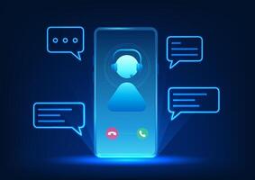 Smartphone service technology with call status display center icon, conveys fast and modern communication, real-time customer service, and facilitates business connections. vector