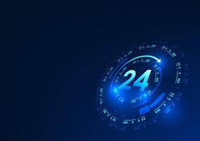 24 hours within the technology circle, meaning the service system can work 24 hours a day without relying on human labor, allowing businesses to provide continuous and efficient service to customers. vector