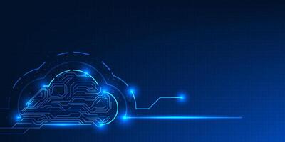 Cloud computing technology in the form of digital circuits represents unlimited data connectivity, processing and storage on the cloud, symbolizing the digital innovation that drives business. vector