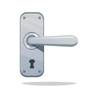 Metal door handle with keyhole isolated on white background. vector