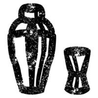 Cocktail shaker and jigger bartending tool with grunge texture vector