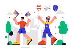 Independence Day Party for 4th of July with USA Flag and Decorations vector