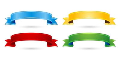 four colorful ribbons on a isolated white backgrounds for sticker, Presentations, information graphics, User interface designs, Layouts, collages, scene designs, advertisement banner material elements vector