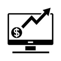 computer monitor with growth arrow up chart icon vector