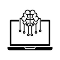 illustration of a computer processor and artificial intelligence icon vector