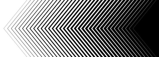 Black line arrow background. Repeating triangle gradation pattern backdrop. Fading halftone stripe gradient texture. Thin to thick speed line concept for overlay, poster, print, cover, banner vector