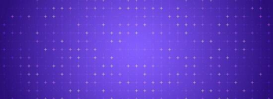 Purple glowing square grid background. Cross and dot tech network backdrop. Abstract checkered dashboard pattern for science, technology, business, healthcare, medicine design. vector