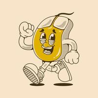 Cartoon Running Mouse Character with Fun Retro Comic Style Look vector