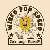 Fast and Funny Retro Mouse Character for Tech Lovers Apparel vector