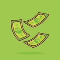 illustration of dollars scattering, concept flat vector