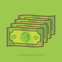 illustration of dollar bills neatly lined up vector