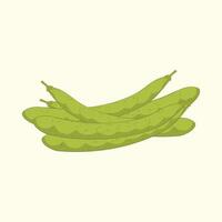 Broad bean vegetables flat design cartoon illustration vector