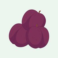 Plum fruit flat design cartoon icon illustration vector