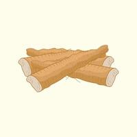 Burdock vegetables flat design cartoon illustration vector