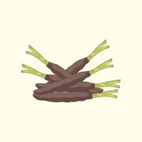 Black salsify vegetables flat design cartoon illustration vector