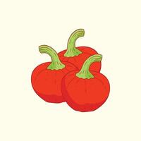 Cherry pepper vegetables flat design cartoon illustration vector
