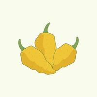 Datil pepper vegetables flat design cartoon illustratio vector
