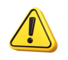 3D alert sign, caution icon, attention mark, alert vector