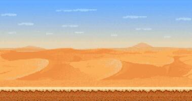 Sand dunes 8bit pixel art game desert landscape vector