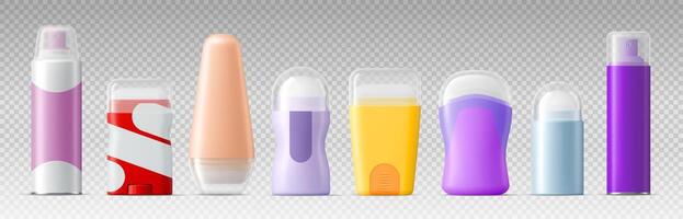 Deodorant package mockups realistic 3d set vector