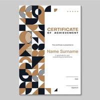 Certificate template with golden geometric pattern vector