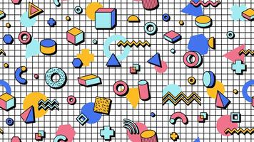 Abstract Memphis seamless pattern with shapes vector