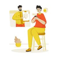 A man using insurance application illustration vector