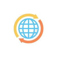 Global communication icon, symbolizing worldwide interaction and connectivity. vector