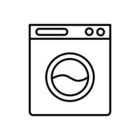 Washing machine line icon on white background. vector