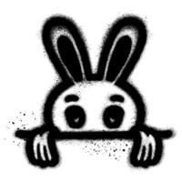 cute rabbit peeking in graffiti style vector