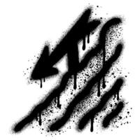 arrow in urban graffiti style with black spray paint indicating the way down. vector
