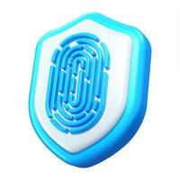 3D biometric fingerprint recognition shield icon vector