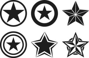 Set of Star Silhouettes Icons - Military, Retro, and Modern Emblem Collection vector