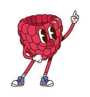 Groovy hippie raspberry berry retro character vector