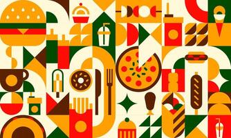 Fast food modern geometric pattern background vector