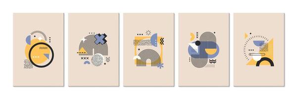 Abstract geometric posters graphic shapes vector