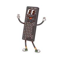 Cartoon groovy computer keyboard retro character vector