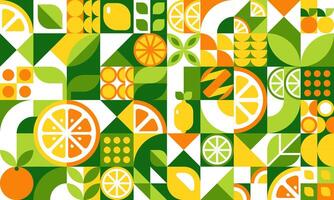 Citrus fruits geometric pattern background vector