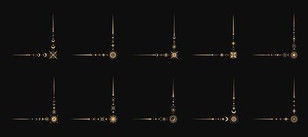 Celestial magic esoteric border corners set vector