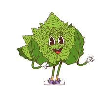 Groovy Romanesco vegetable cartoon funny character vector