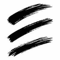Three grunge black brush strokes on white background abstract element vector