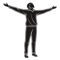 Man standing with arms outstretched silhouette illustration isolated on white vector