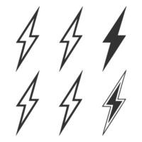 Collection of lightning bolt icons set on plain white background vector