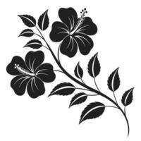 Elegant black and white hibiscus flower branch decorative graphic element design vector