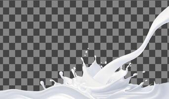 Realistic white milk splash flowing yogurt cream isolated on background. 3d realistic yogurt wave border. Mesh gradient wes used vector